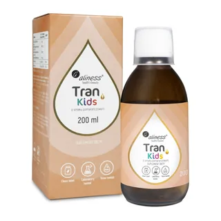 Tran (olej z dorsza) KIDS + Wit. A 400 µg, o smaku pomarańczowym, opakowanie