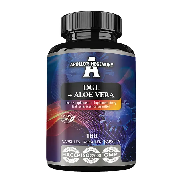 DGL + Aloe Vera (Lukrecja + Aloes) 180 kaps., opakowanie