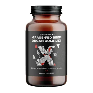 BrainMax Grass-Fed Beef Organ complex, narządy wołowe, 240 kapsułek, opakowanie