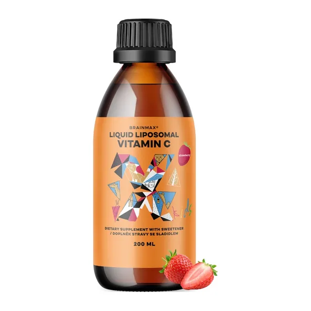 BrainMax KIDS Liquid Liposomal Vitamin C, Strawberry, 500 mg, 200 ml, opakowanie