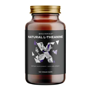 BrainMax Natural L-Theanine, 100 kapsułek roślinnych, opakowanie