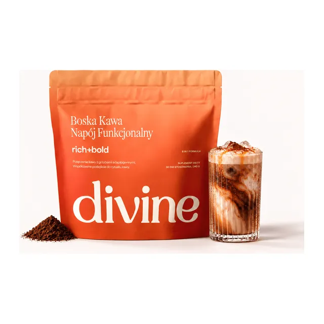 Divine Coffee napój funkcjonalny z grzybami 240g, opakowanie