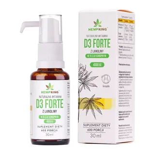 Witamina D3 Forte z lanoliny w kroplach w bio oleju konopnym, opakowanie