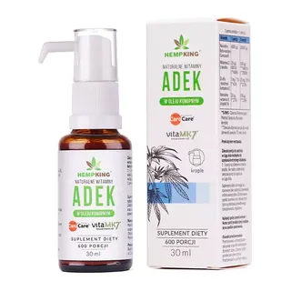 Witaminy ADEK w kroplach w bio oleju konopnym, opakowanie