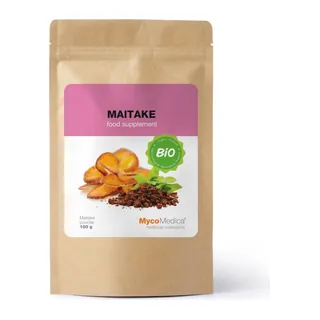BIO Maitake w proszku - Suplement diety - MycoMedica - 100 g, opakowanie