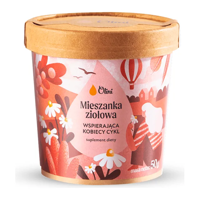 Mieszanka ziołowa wspierająca kobiecy cykl Olini, opakowanie
