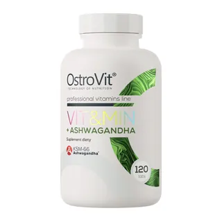 OstroVit VIT&MIN + Ashwagandha 120 tabletek, opakowanie
